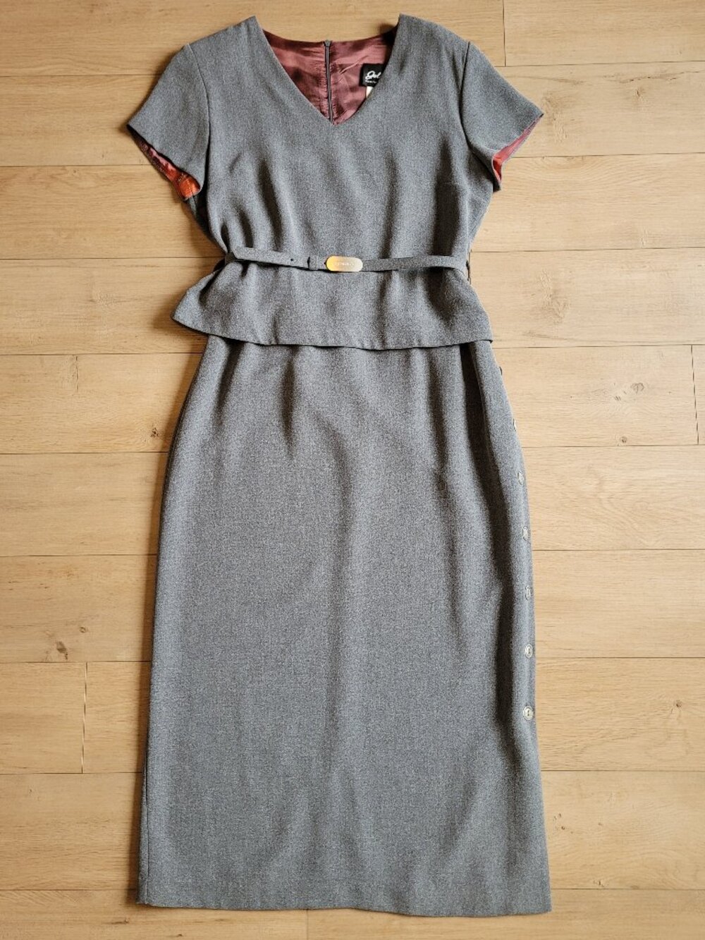 Jolibel Vintage Grey Belted Dress Size 12